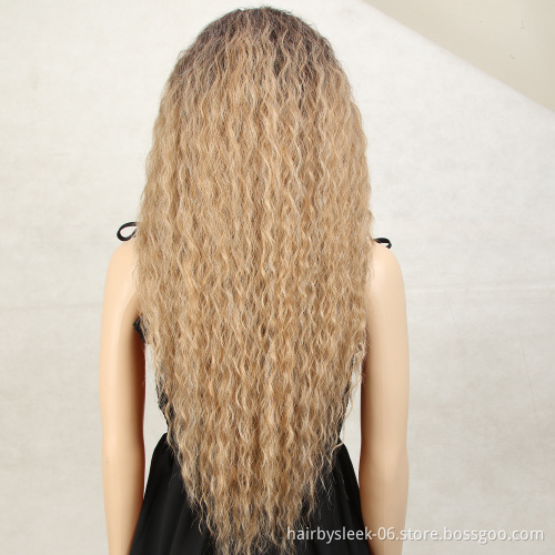 MAGIC  13X4  Noble Lace Front Wigs Wholesale Heat Resistant Water Wave With Bang Long Wigs Ombre Synthetic Lace Frontal Wigs